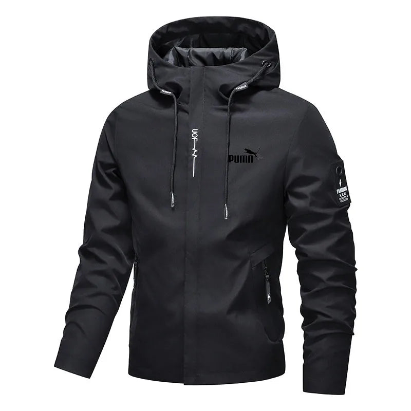 Men's outdoor casual waterproof raincoat - lightweight cycling jacket - hooded street-style hiking windproof jacket
