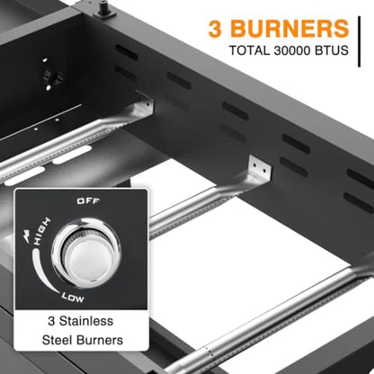 3 Burner Foldable Gas Griddle 32 Inch Stainless Steel Portable Detachable Propane Griddle 45 000 BTU Flat Top Barbecue Grill wi