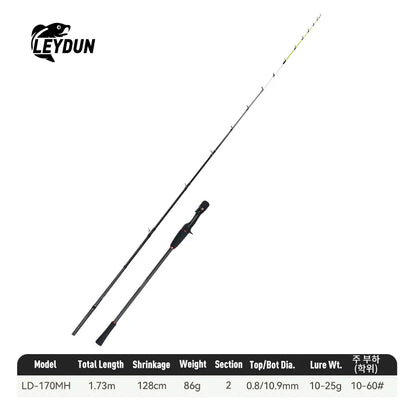 LEYDUN170MH Fishing Rod FUJI Guide Ultra Light Tianium Tip Cuttlefish Squid Boat Fishing Casting Rod
