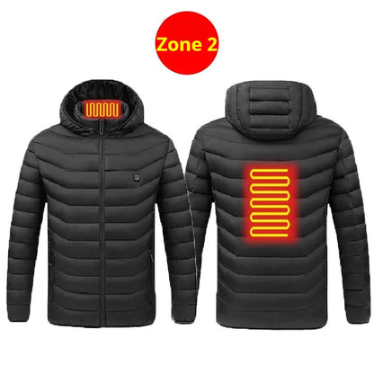21 Areas Heated Jacket Men Casual Ski Cold-proof Thermal Padded Motorcycle Jacket Women's USB Electric Smart Self-heating Clothe