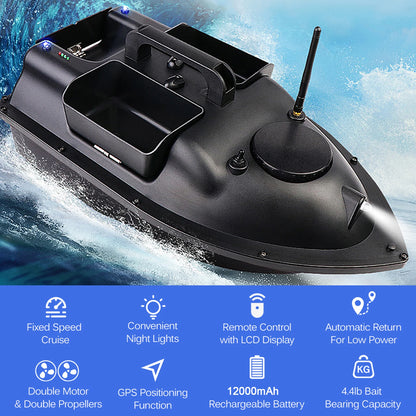 GPS Fishing Bait Boat with 3 Bait Containers Wireless Bait Boat with Automatic Return Function Remote Bait Boat
