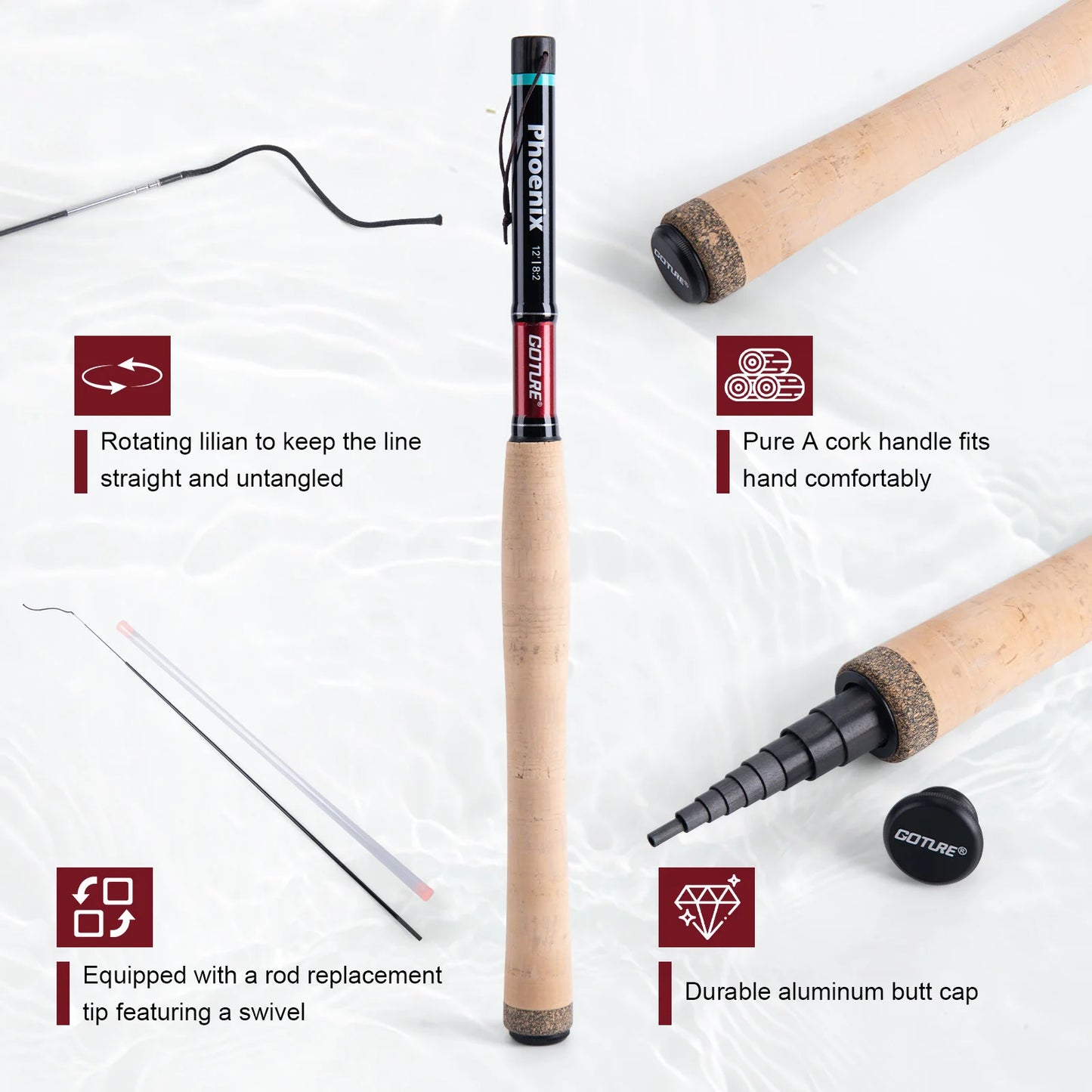 Goture Tenkara Fishing Kit 3.6m Rod with Spare Tip Section&Storage Bag Complete Beginner Tenkara Kit for Travel Hiking Camping