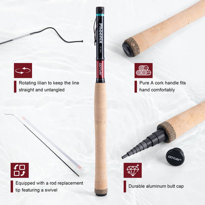 Goture Tenkara Fishing Kit 3.6m Rod with Spare Tip Section&Storage Bag Complete Beginner Tenkara Kit for Travel Hiking Camping