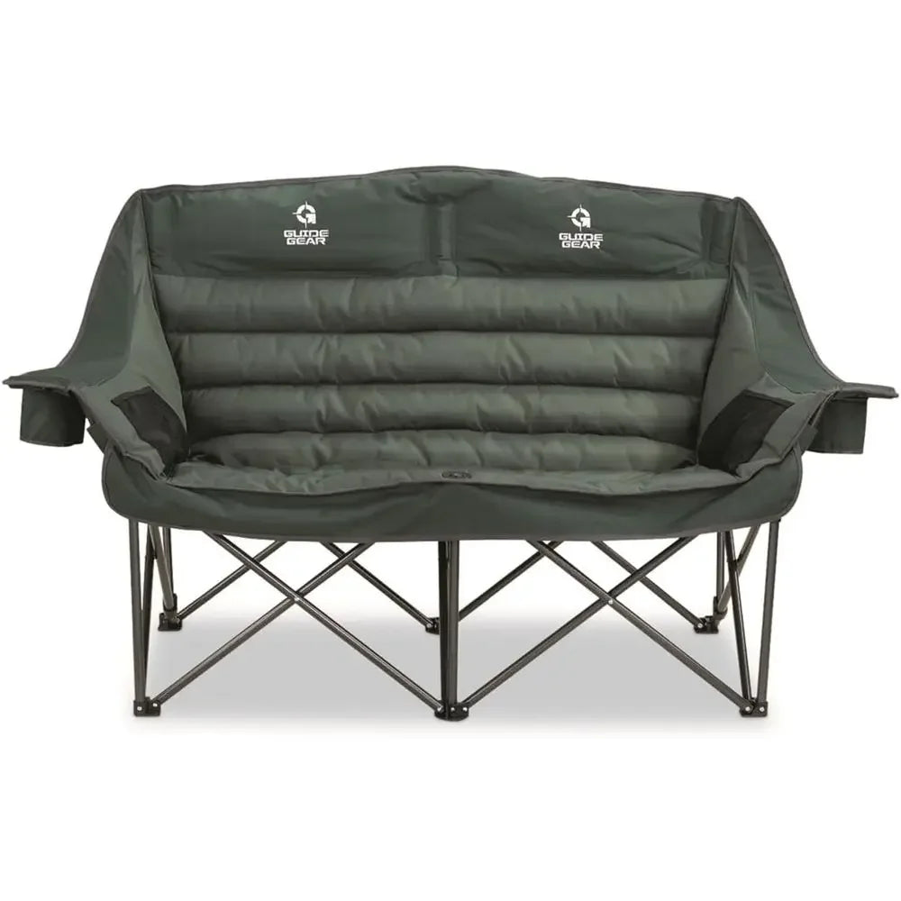 Extra-Large XL Cushioned Outdoor Camping Sofa, Portable, Durable, Heavy-Duty 600 lbs Capacity, Green