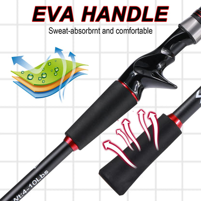 Sougayilang Fishing Rod UltraLight Carbon Fiber 1.8/1.98/2.1m Casting Rod and Pike Spinning Max Drag 8kg for Bass Trout Fishing