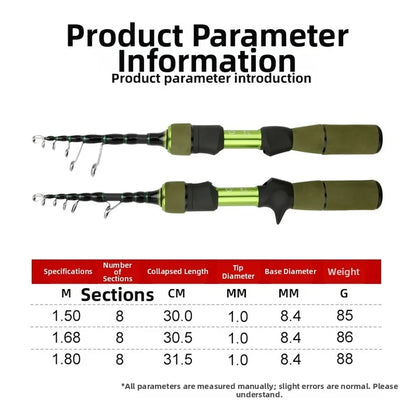 Carbon Telescopic Fishing Rod 1.8M UL Fishing Casting Rod With Variable Grip Fish Pole Fishing Tackle Accessories