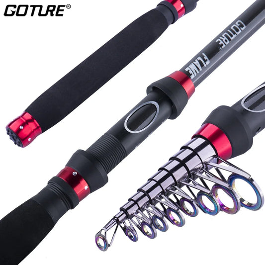 Goture FLAME High Carbon Fiber Telescopic Fishing Rod 1.8M 2.1M 2.4M 2.7M 3M Travel Spinning Rods Lure (10-50g) M Power Tackle
