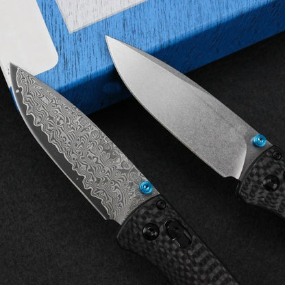 Bugout 535 Outdoor Folding Pocket Knife Damascus Steel Carbon Fiber Handle Hunting Tactical Knife Camping Fishing EDC Tool