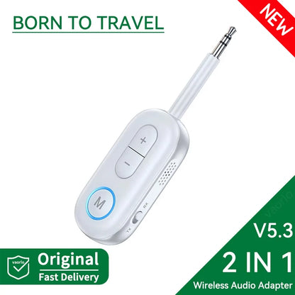 2 In 1 Bluetooth 5.3 Audio Receiver Transmitter Hifi Stereo Wireless Adapter 3.5MM AUX With Mic For Car Airplane TV PC Speaker