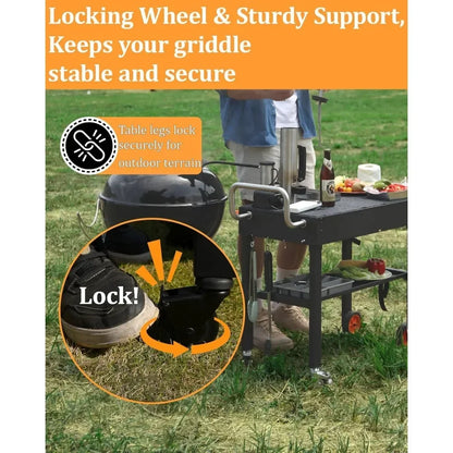 Hot-sellingPortable Outdoor Grill Cart for Blackstone Griddle and Weber, Wheeled and Foldable