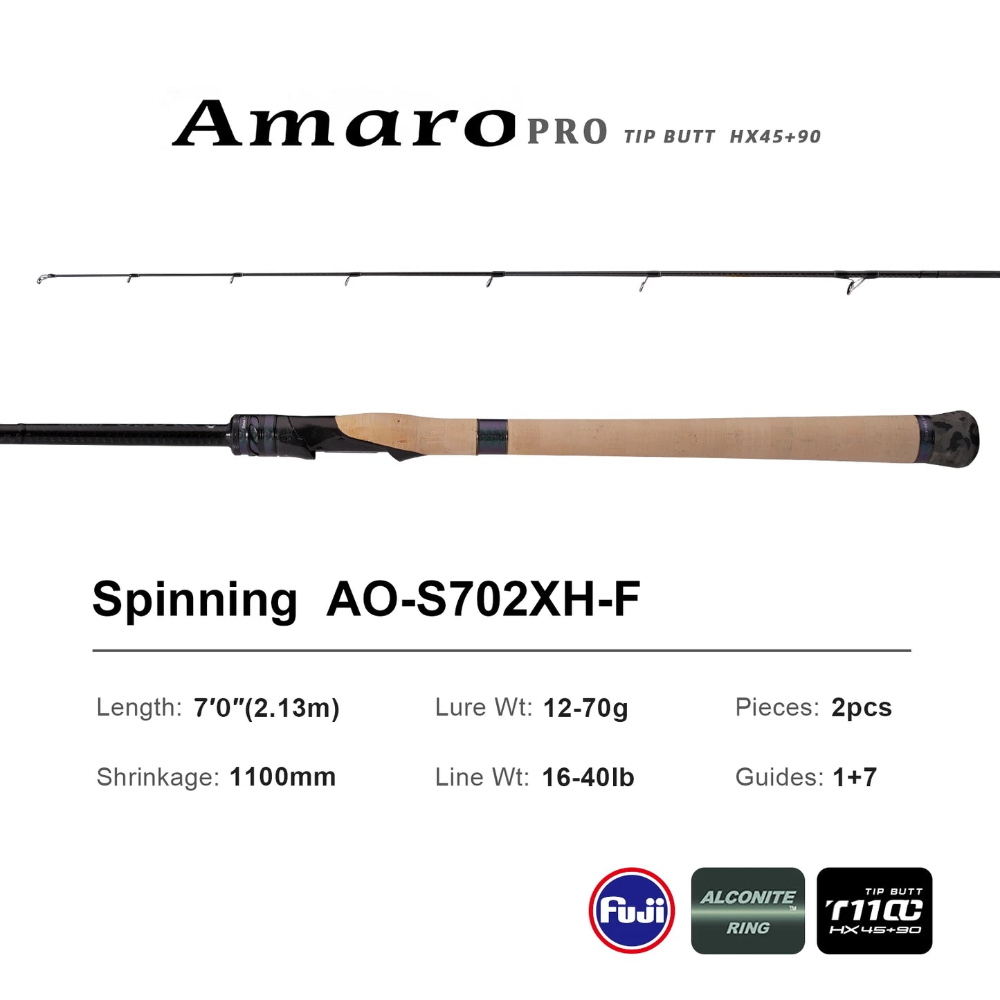 PURELURE Amaro Pro 10-80g 8ft Spinning Rod For Bass High Carbon Long Throwing Fishing Rod In FUJI Accessories Travel Casting