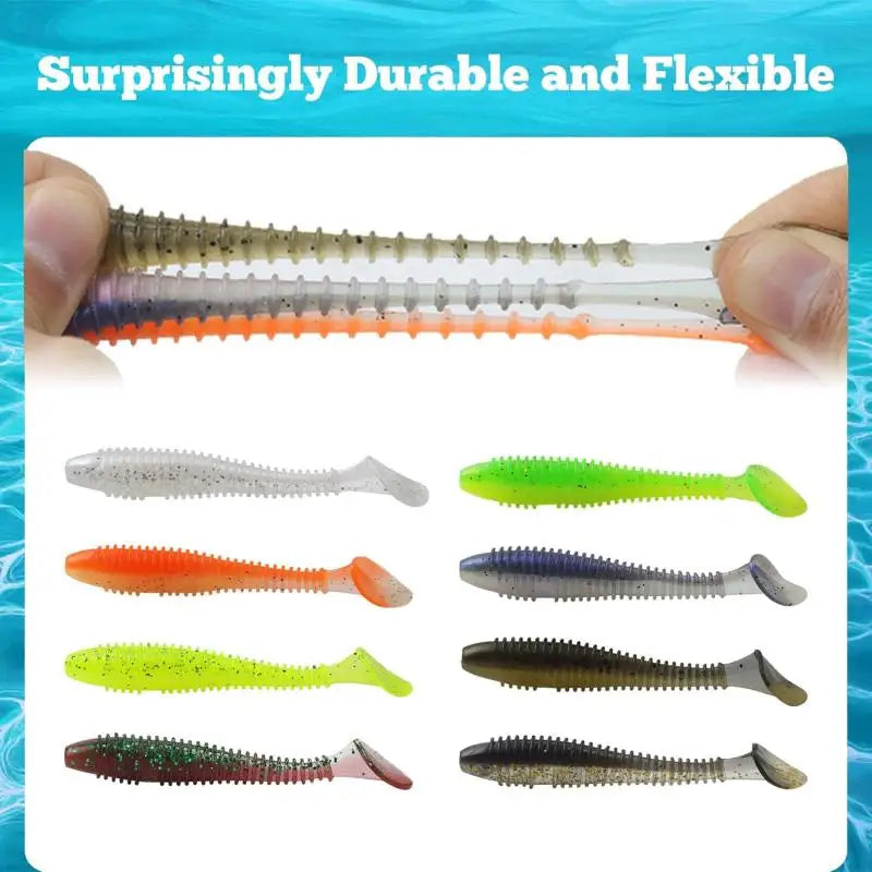 New 50/30/15PC Soft Fishing Lures Kit Silicone Lure Set Artificial Bait Worm with Crank Jig Head Hook Fishing Tackle Accessories