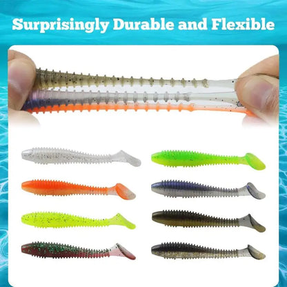 New 50/30/15PC Soft Fishing Lures Kit Silicone Lure Set Artificial Bait Worm with Crank Jig Head Hook Fishing Tackle Accessories