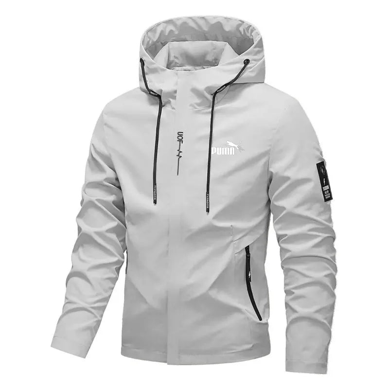 Men's outdoor casual waterproof raincoat - lightweight cycling jacket - hooded street-style hiking windproof jacket