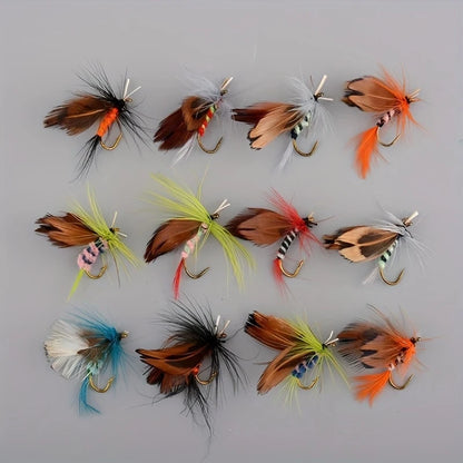 12 High-quality fly fishing fly kit - Trout、Weever、Handmade bait for salmon - Effective in both saltwater and freshwater - Incre