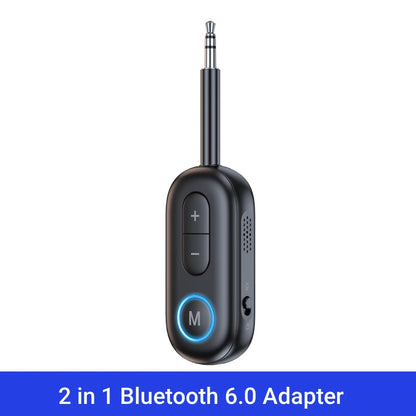 Bluetooth 6.0 Audio Transmitter Receiver 3.5MM AUX Hifi Stereo Music Wireless Adapter With Mic For Car Airplane TV PC Headphone