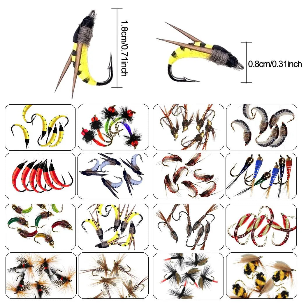 Fly Fishing Flies Kit, 40-72Pcs Handmade Artificial Fly Flies Baits Lures with Dry/Wet Flies, Fishing For Trout Bass Baits Lure