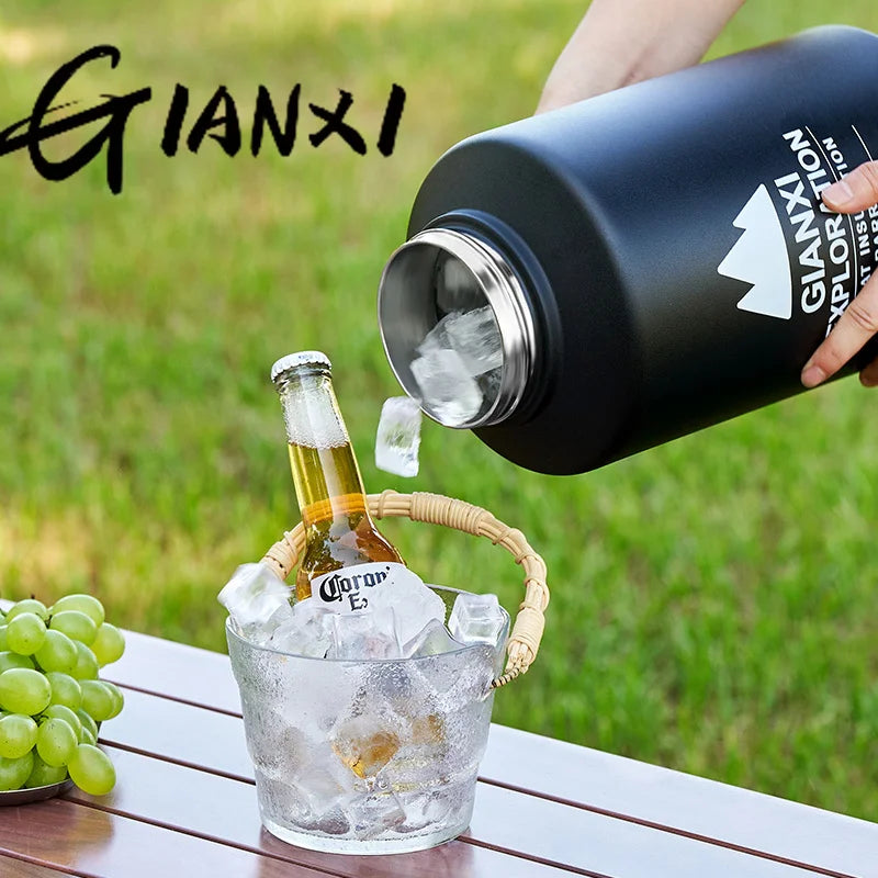 GIANXI Outdoor Ice Bucket Thermos Kettle Thermos Cup Ice Cube Thermos Large Capacity Camping Stall Stainless Steel Kettle