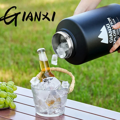 GIANXI Outdoor Ice Bucket Thermos Kettle Thermos Cup Ice Cube Thermos Large Capacity Camping Stall Stainless Steel Kettle
