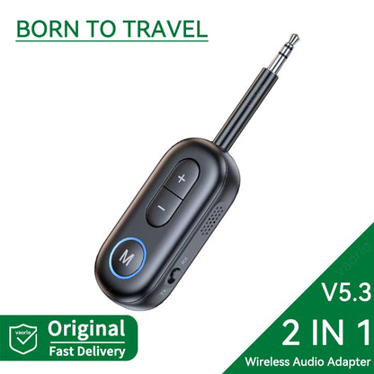 2 In 1 Bluetooth 5.3 Audio Receiver Transmitter Hifi Stereo Wireless Adapter 3.5MM AUX With Mic For Car Airplane TV PC Speaker