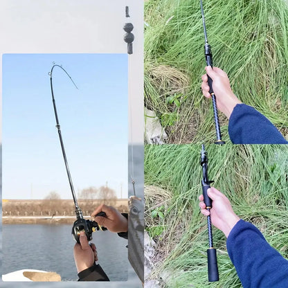 1PC 65" Lightweight High-Sensitivity Carbon Fiber Fishing Rod - Straight Handle Design for Fly & Drag Fishing