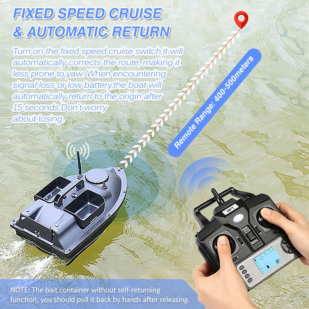 GPS Fishing Bait Boat with 3 Bait Containers Wireless Bait Boat with Automatic Return Function Remote Bait Boat
